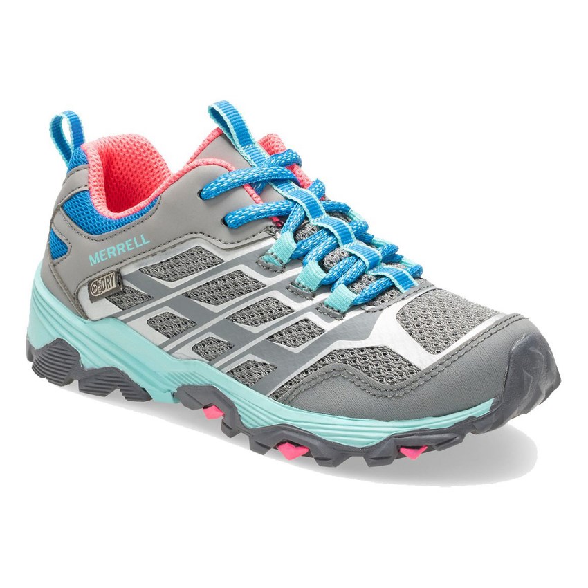 Basket Merrell Moab FST Low Waterproof Grise/Turquoise Enfant | D.H.SJEA